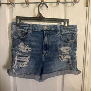 American Eagle Outfitters Blue Distressed Jean Shorts